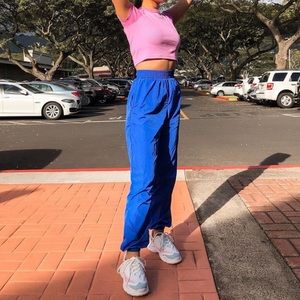 Blue jogger nylon pants
